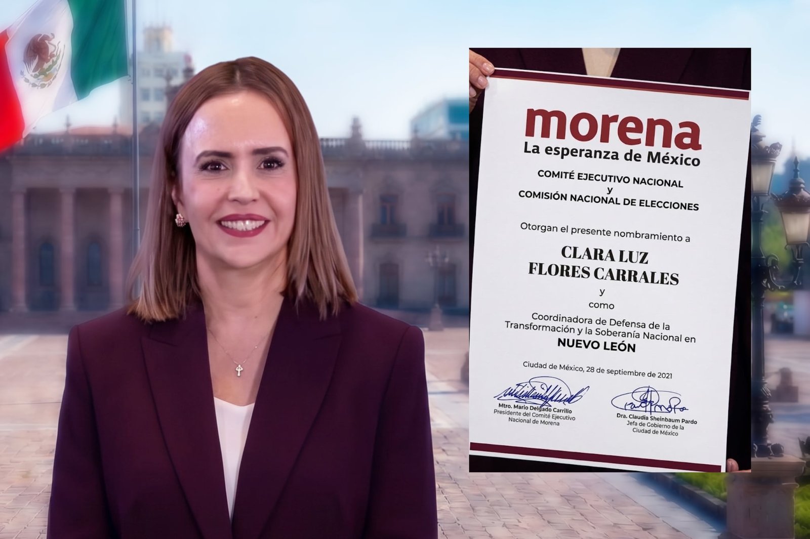Morena nombra a Clara Luz Flores como coordinara estatal de la Defensa de la Transformación y la Soberanía Nacional en NL